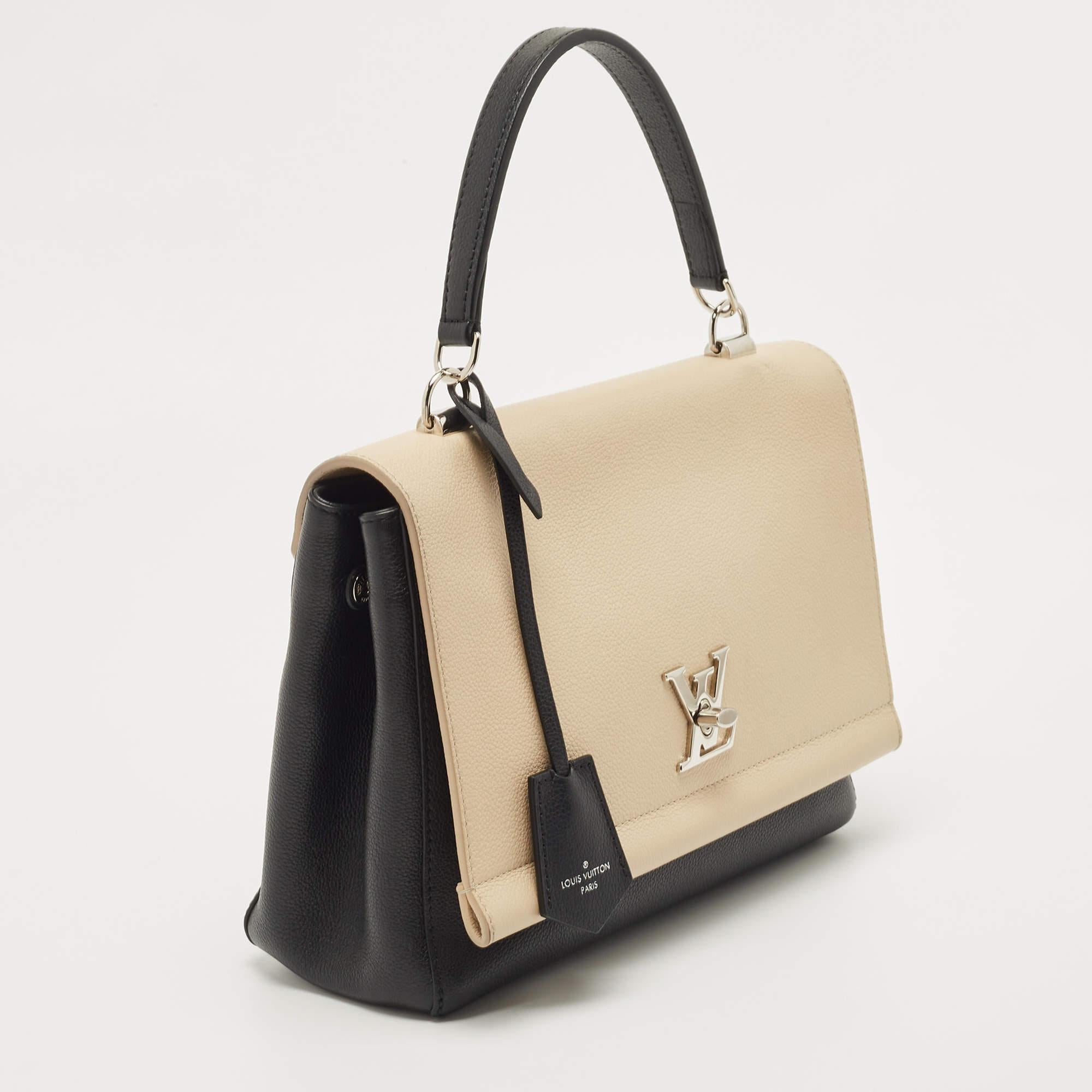 Women's Louis Vuitton Black/Beige Leather Lockme II Bag For Sale