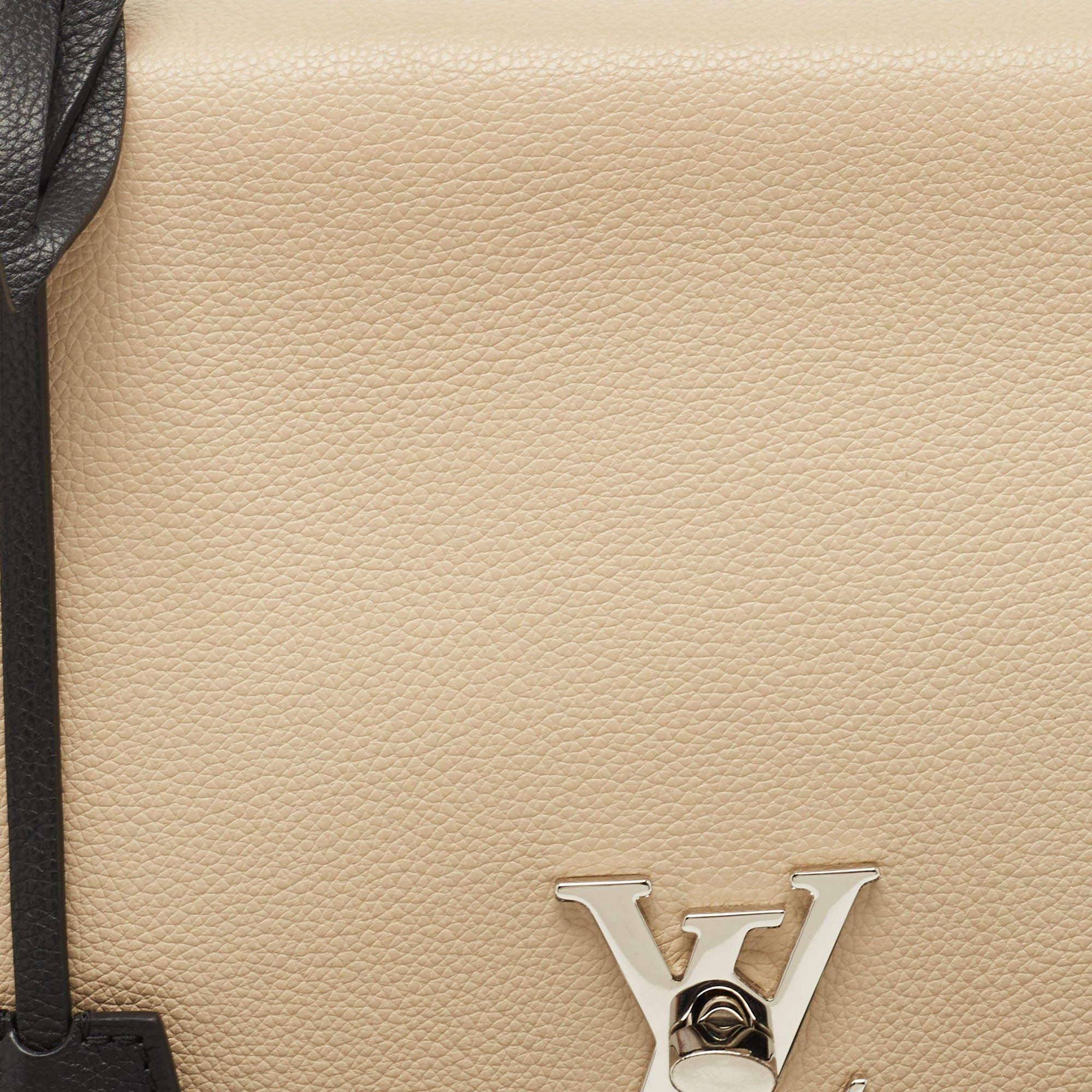 Louis Vuitton Black/Beige Leather Lockme II Bag For Sale 2