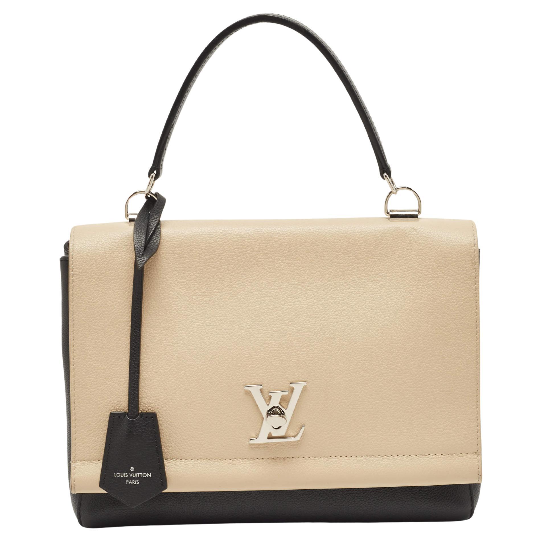 Louis Vuitton - Sac Lockme II en cuir noir/beige en vente