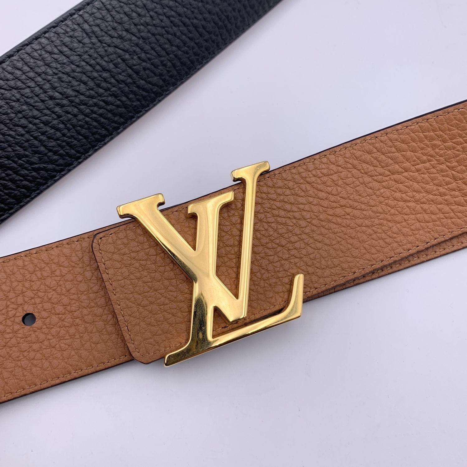 Louis Vuitton Black Beige LV Logo Buckle Reversible Belt Size 110/44 2