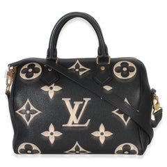 Louis Vuitton Black Beige Monogram Empreinte Giant Speedy Bandouliere 25