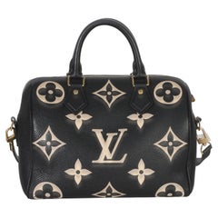 Louis Vuitton Black Beige Monogram Empreinte Giant Speedy Bandouliere 25