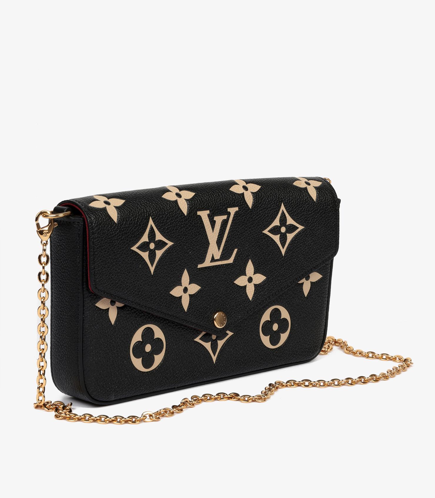 Louis Vuitton Black & Beige Monogram Empreinte Leather Pochette Félicie In Excellent Condition In Bishop's Stortford, Hertfordshire