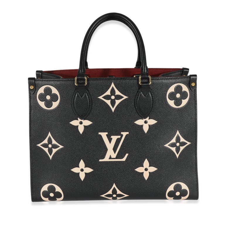 Louis Vuitton, Bags, New Louis Vuitton On The Go Mm Black Beige Monogram  Empreinte Leather
