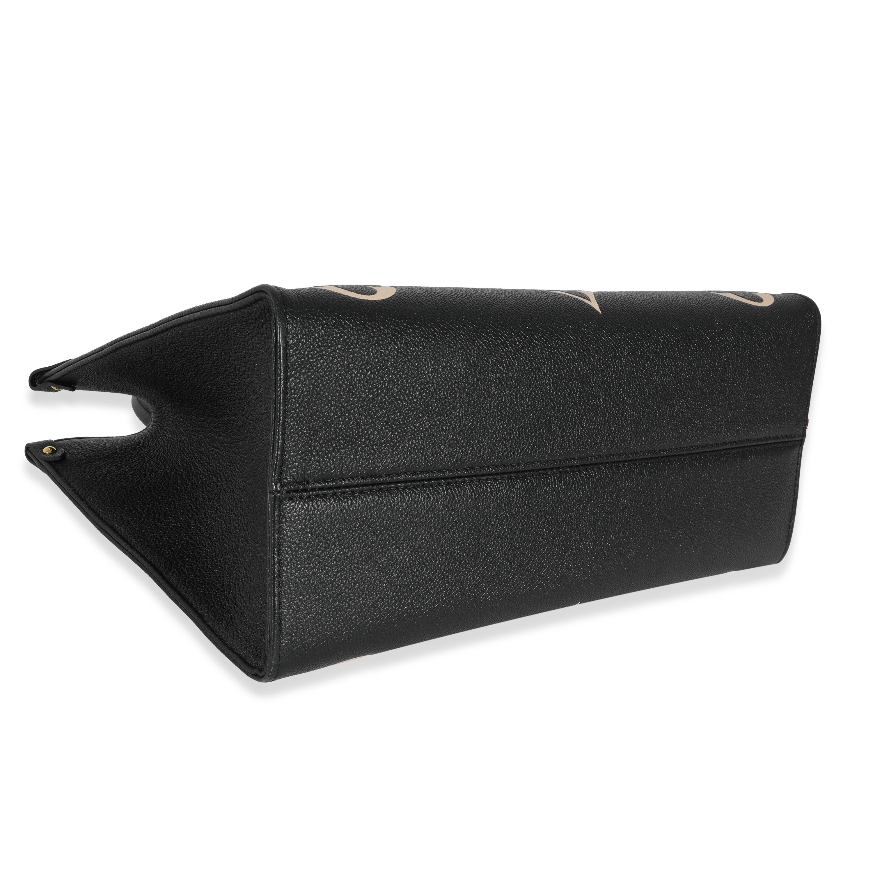 Louis Vuitton Black & Beige Monogram Empreinte Onthego MM In Excellent Condition In New York, NY