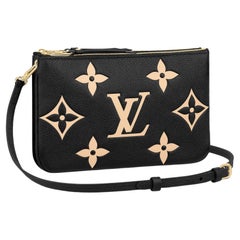 Louis Vuitton Black/Beige Monogram Empreinte Pochette Double Zip On Strap