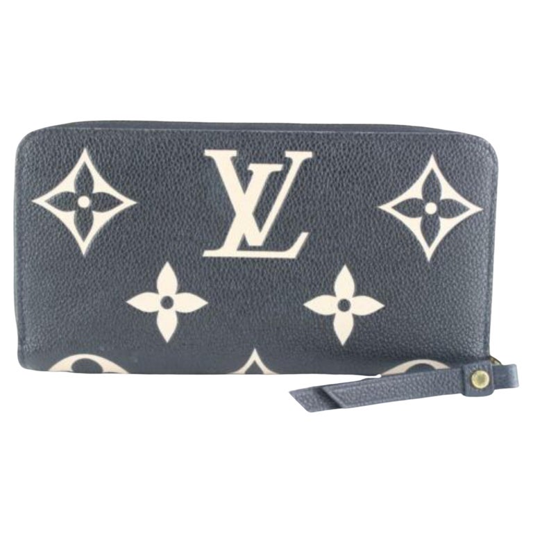 Louis Vuitton Black Beige Monogram Empreinte Zippy Wallet 1LK0406 For Sale  at 1stDibs