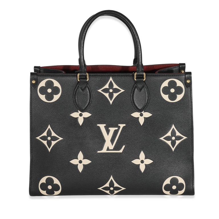 Louis Vuitton Black Beige Monogram Giant Empreinte OnTheGo MM For Sale at  1stDibs