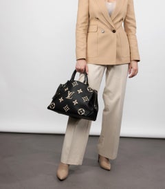 Louis Vuitton Grand Palais Tragetasche aus genarbtem Leder in Schwarz & Beige mit Monogramm