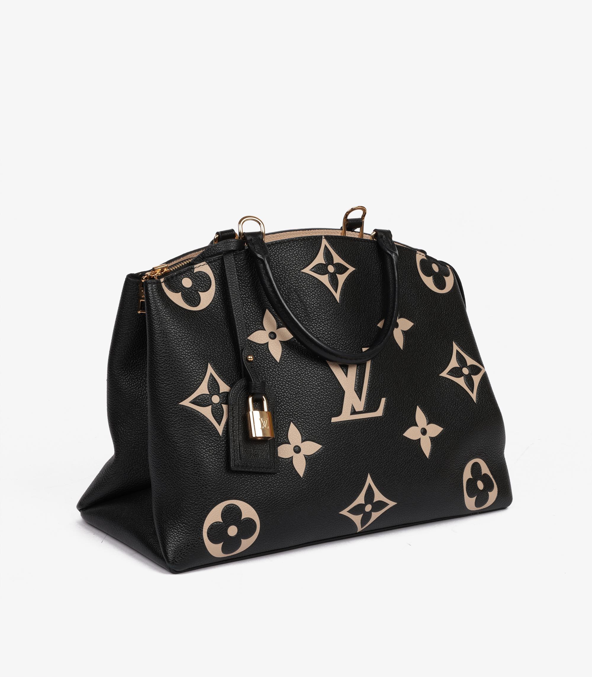 Louis Vuitton Black & Beige Monogram Grained Leather Grand Palais Tote In Excellent Condition In Bishop's Stortford, Hertfordshire