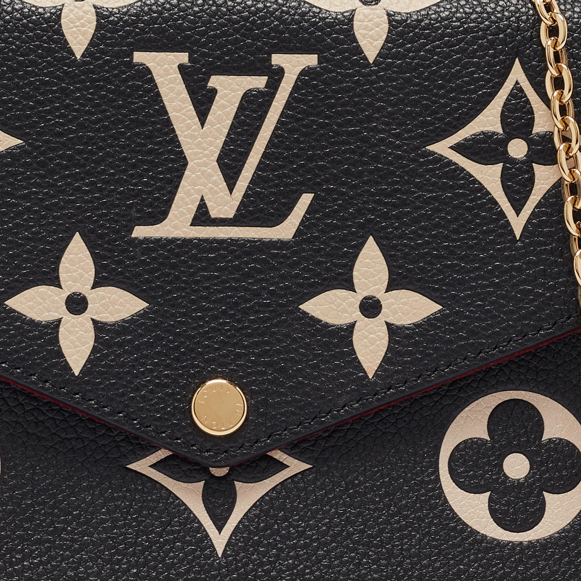 Louis Vuitton Black/Beige Monogram Leather Félicie Pochette For Sale 6