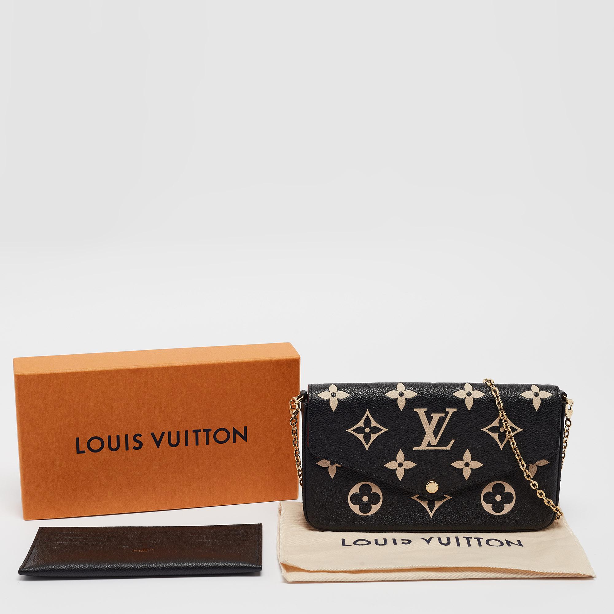 Louis Vuitton Black/Beige Monogram Leather Félicie Pochette For Sale 13