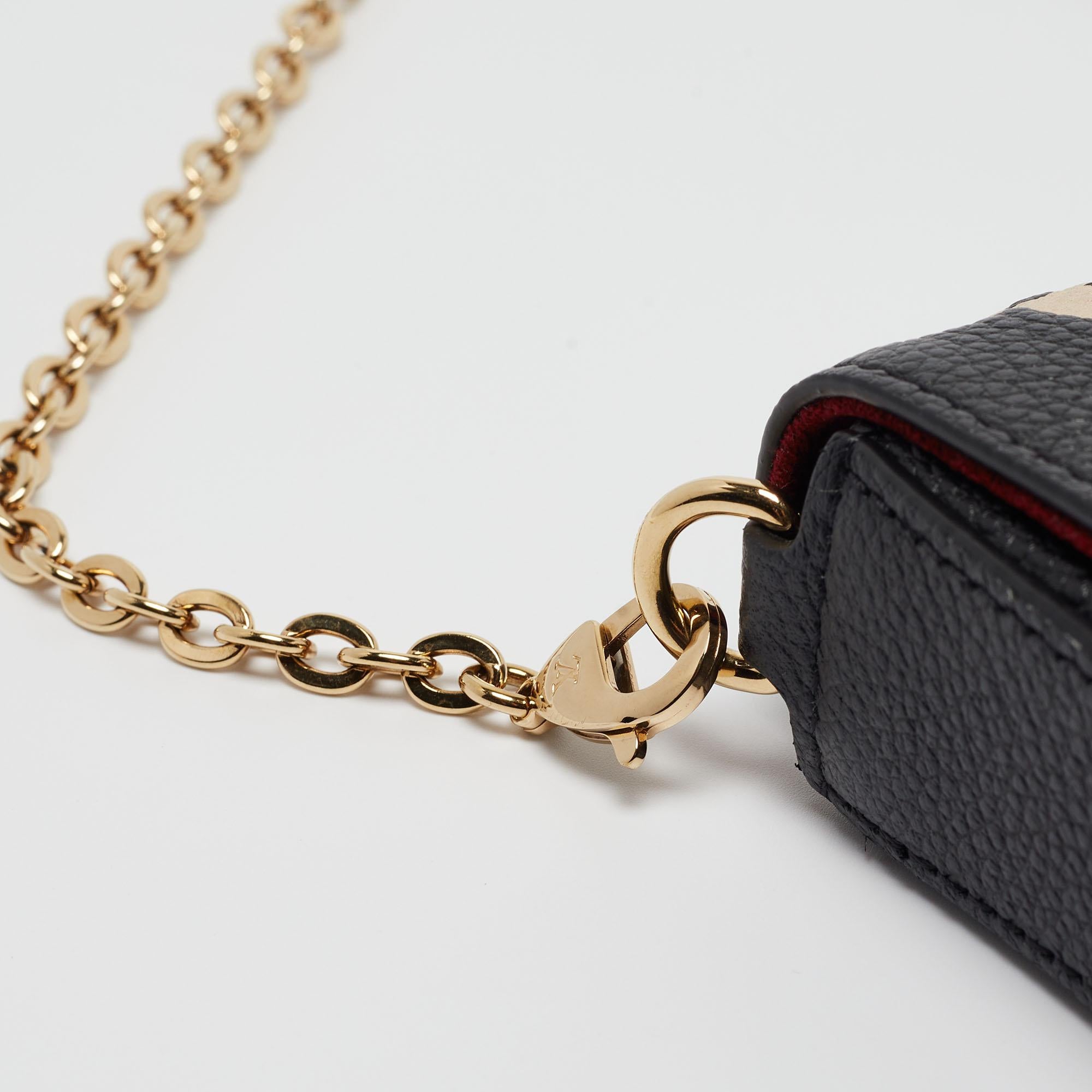 Louis Vuitton Black/Beige Monogram Leather Félicie Pochette For Sale 4