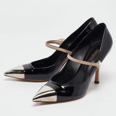 Louis Vuitton Black/Beige Patent Mary Jane Pumps Size 39.5
