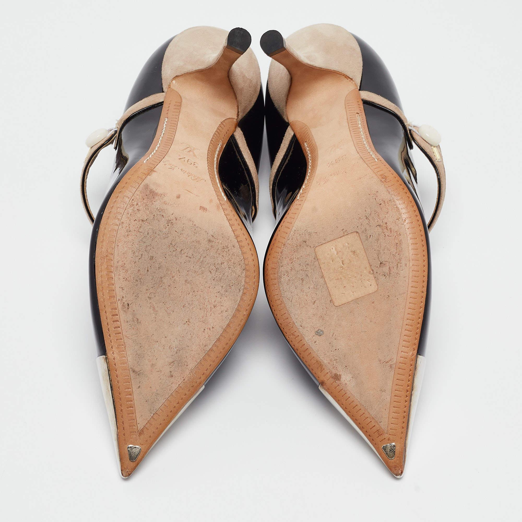 Louis Vuitton Black/Beige Patent Mary Jane Pumps Size 39.5 For Sale 2
