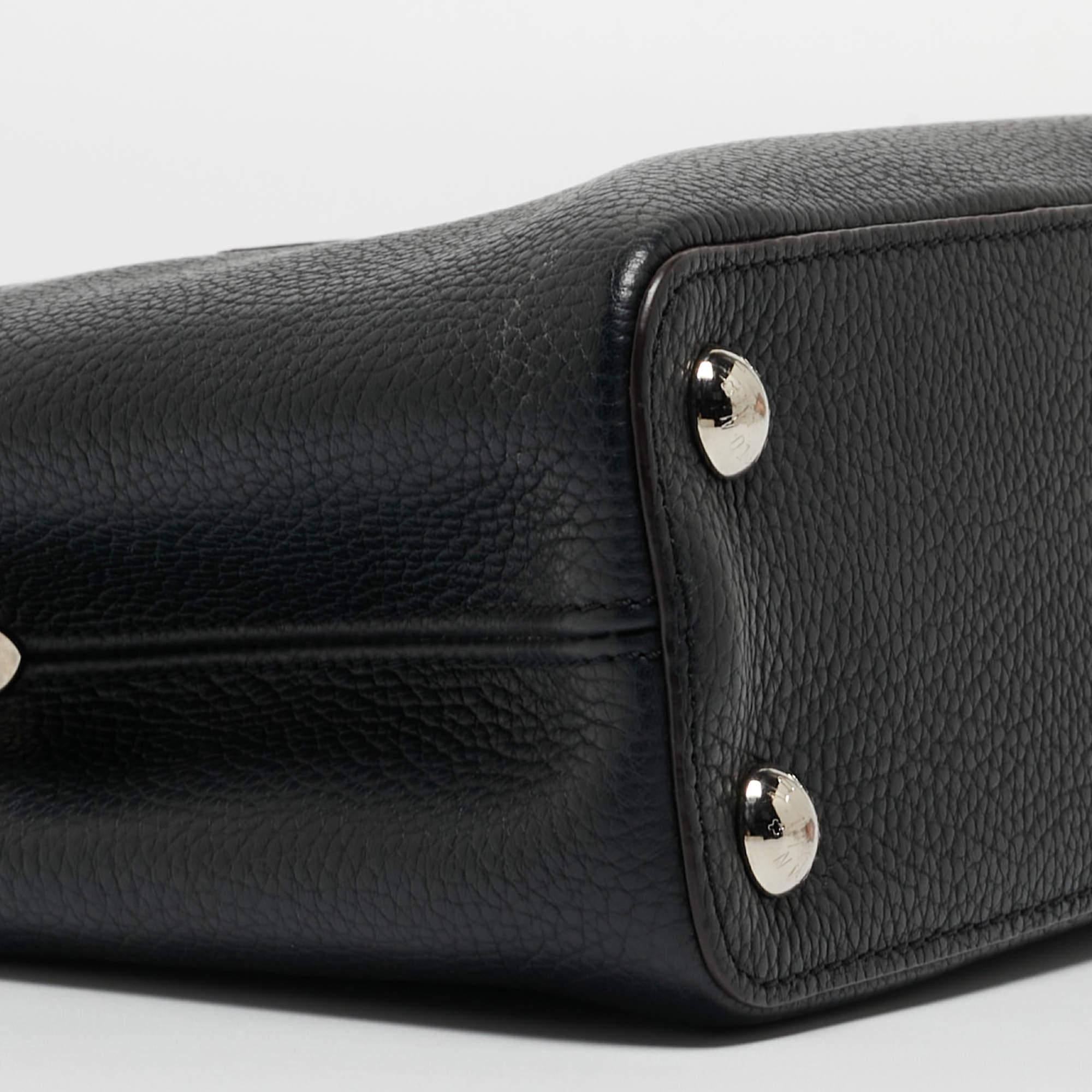 Women's Louis Vuitton Black/Beige Taurillon Leather and Python Capucines BB Bag For Sale