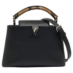 Louis Vuitton Black/Beige Taurillon Leather and Python Capucines BB Bag