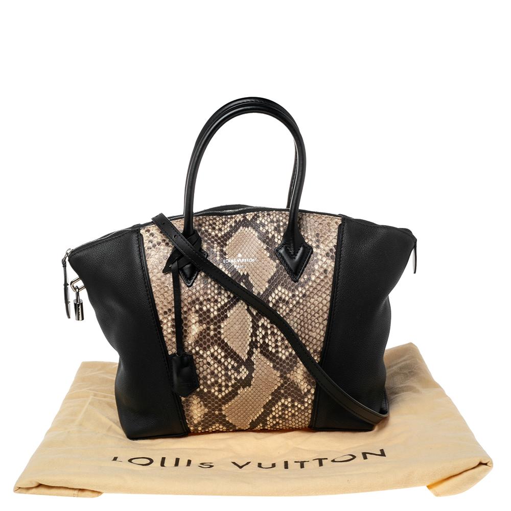 Louis Vuitton Black/Beige Taurillon Leather and Python Soft Lockit PM Bag 8