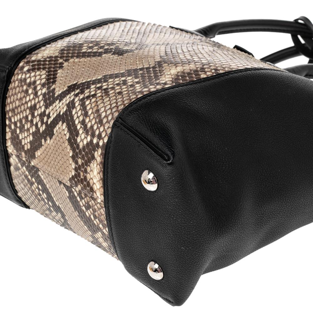 Louis Vuitton Black/Beige Taurillon Leather and Python Soft Lockit PM Bag 2