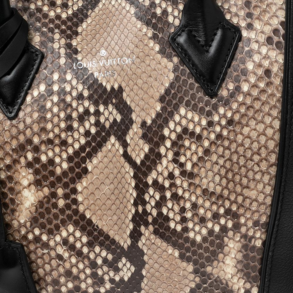Louis Vuitton Black/Beige Taurillon Leather and Python Soft Lockit PM Bag 3