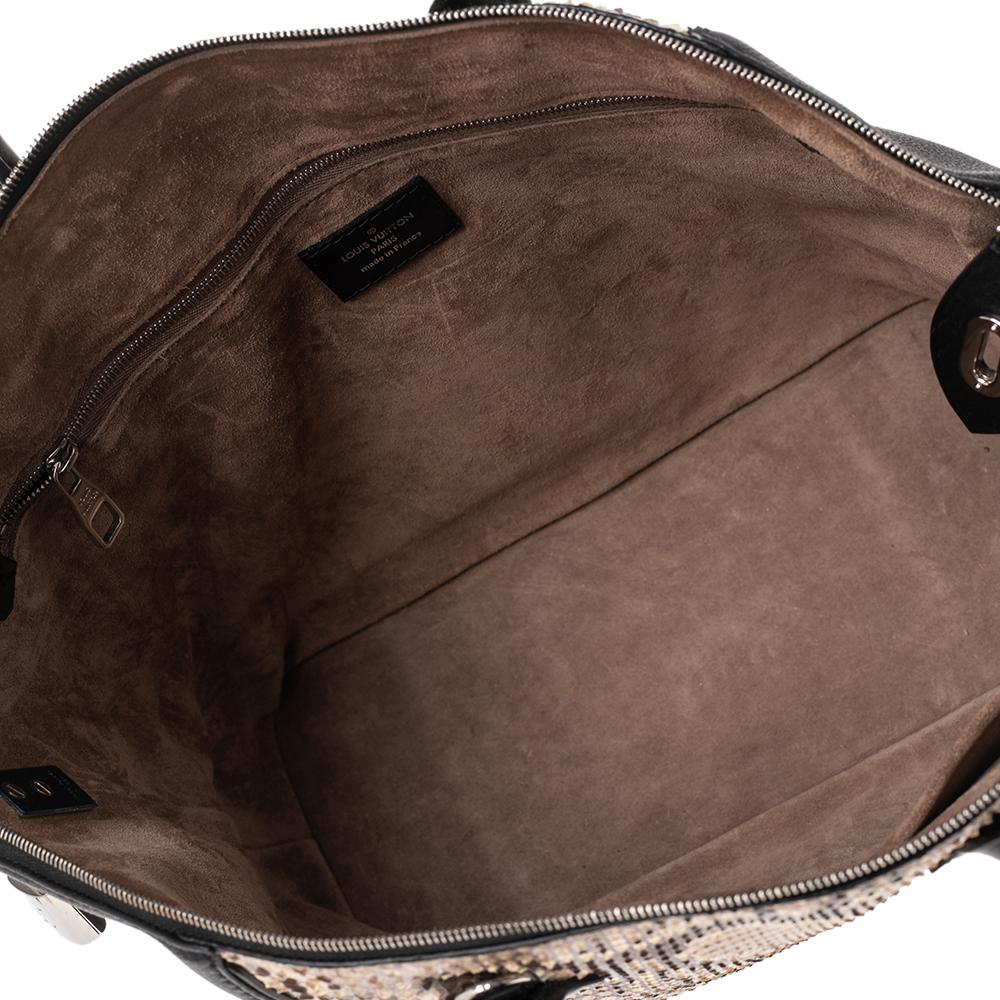 Louis Vuitton Black/Beige Taurillon Leather and Python Soft Lockit PM Bag 4