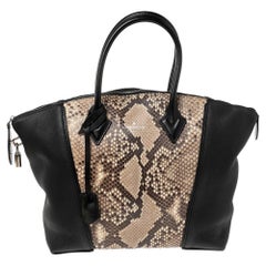 Louis Vuitton Black/Beige Taurillon Leather and Python Soft Lockit PM Bag