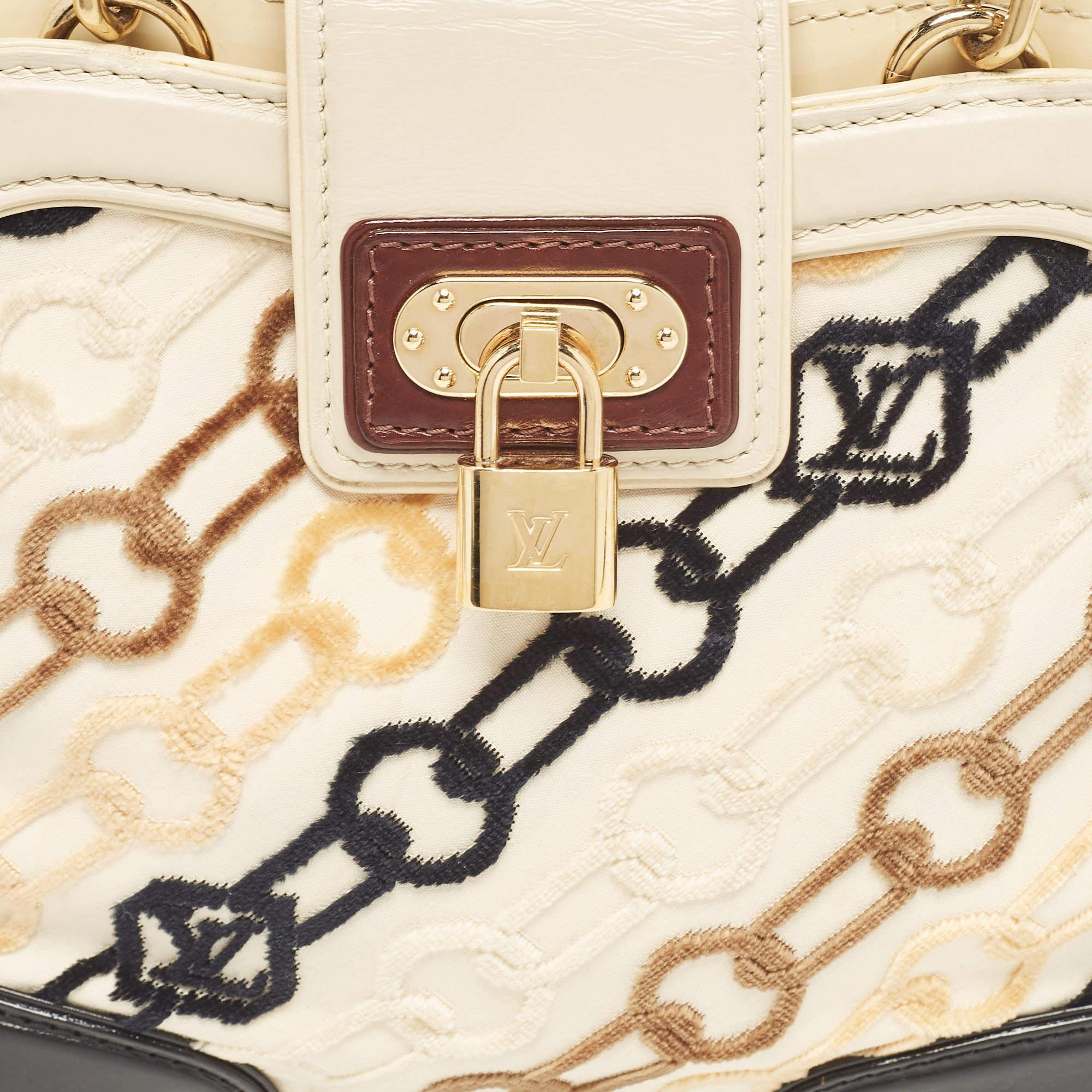 Women's Louis Vuitton Black/Beige Velvet Chains Dolly Bag For Sale