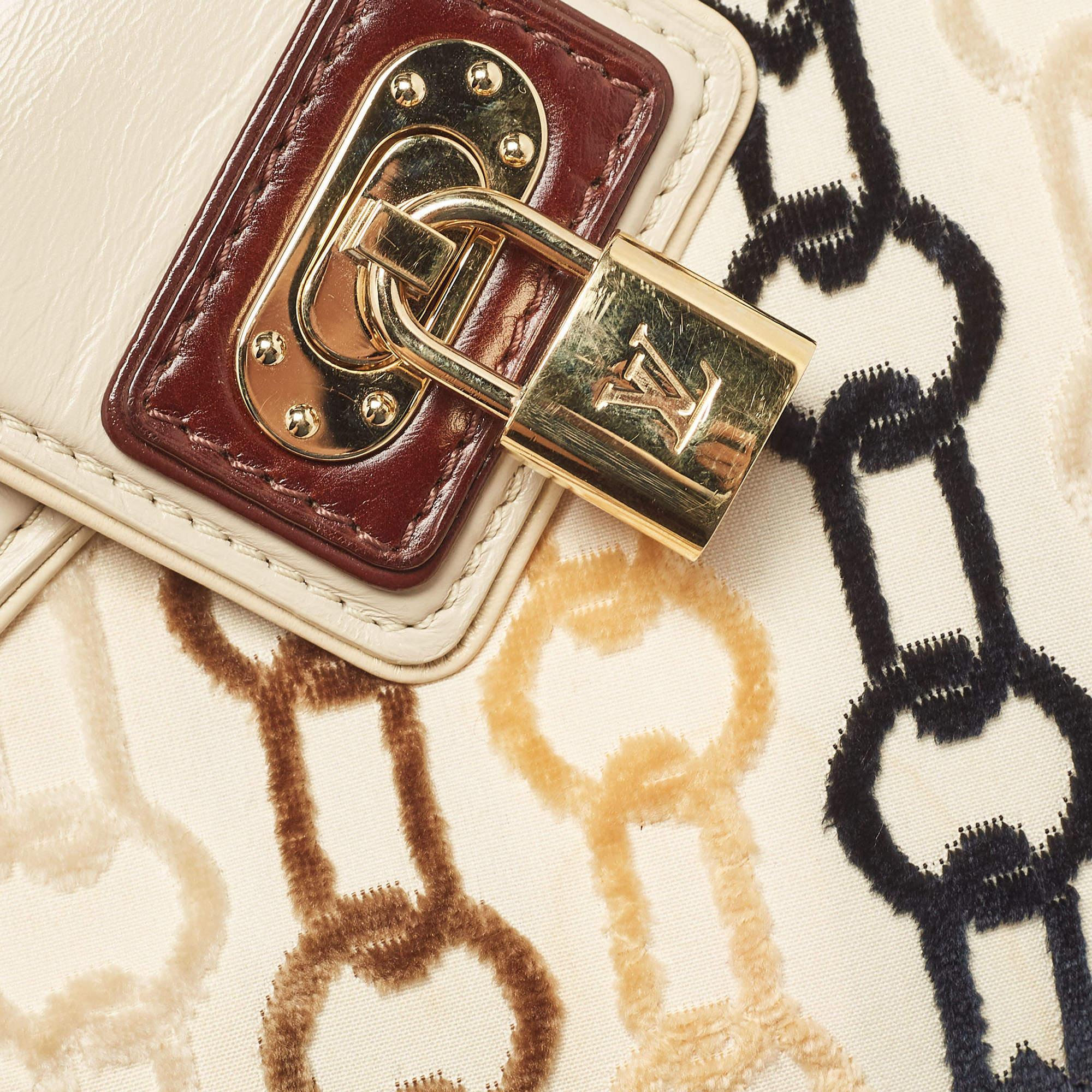 Louis Vuitton Black/Beige Velvet Chains Dolly Bag For Sale 4