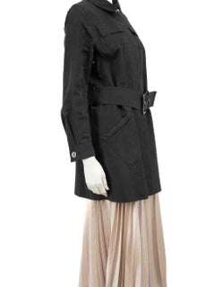 Louis Vuitton Black Belted Mid-Length Trench Coat Size M