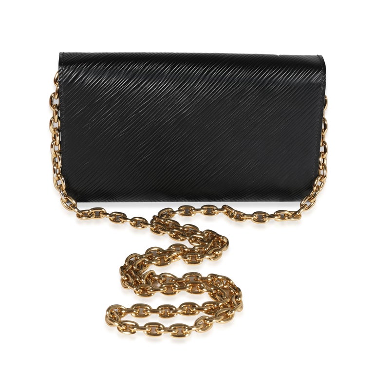 Louis Vuitton Black Blooming Flowers Epi Twist Chain Wallet For Sale at