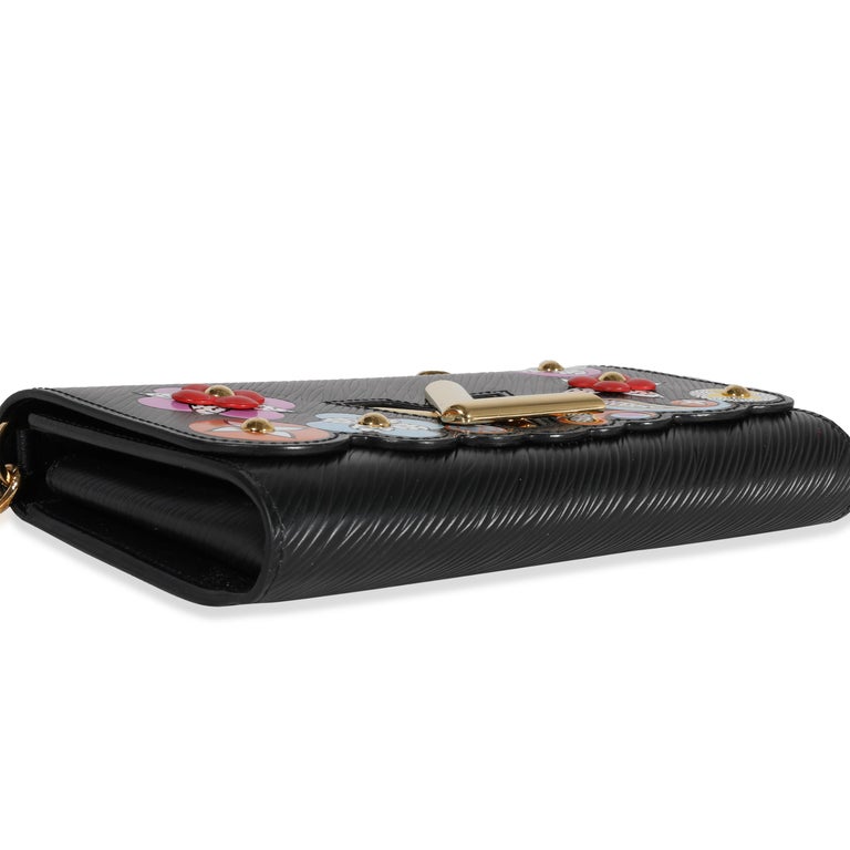 Louis Vuitton Black Blooming Flowers Epi Twist Chain Wallet For Sale at