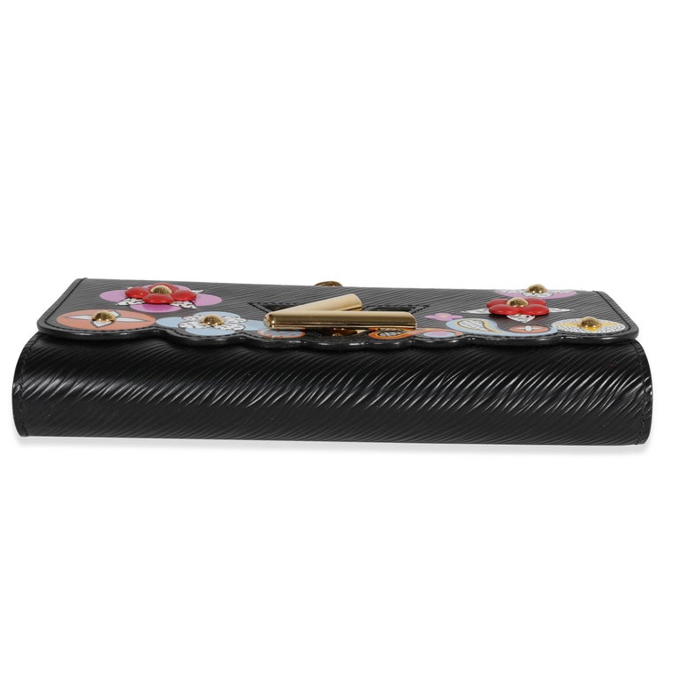 Louis Vuitton Black Blooming Flowers Epi Twist Chain Wallet For Sale at