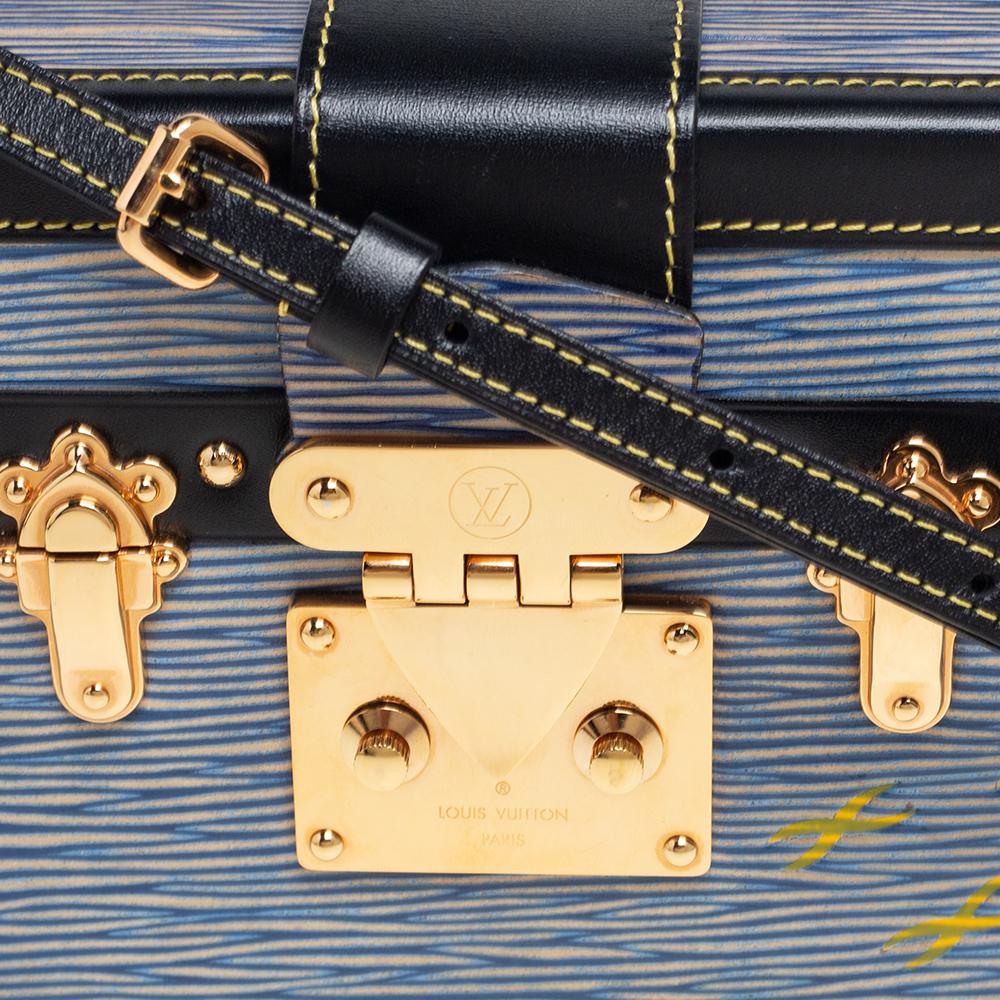Louis Vuitton Black/Blue Epi Leather Petite Malle Bag 4