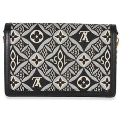 Louis Vuitton Black Blue Jacquard Since 1854 Dauphine Chain Wallet