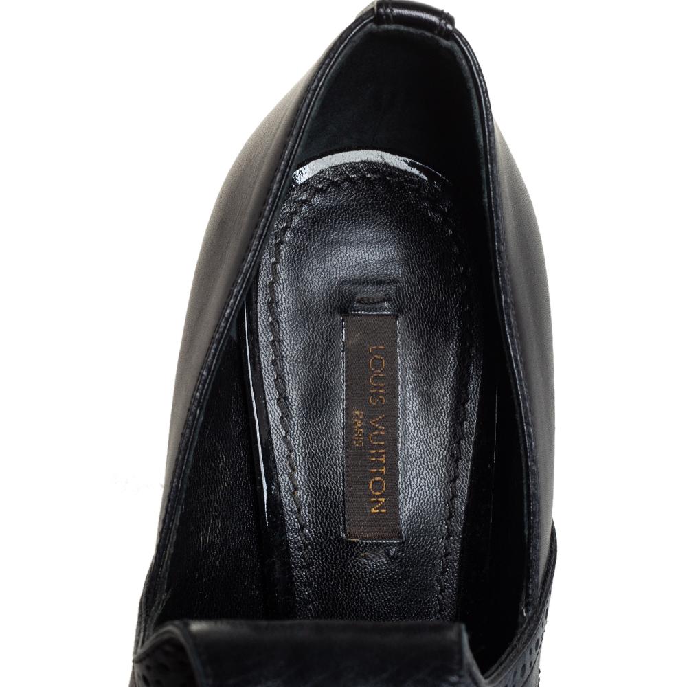 Louis Vuitton Black/Blue Leather Ankle Strap Bootie Size 38.5 2