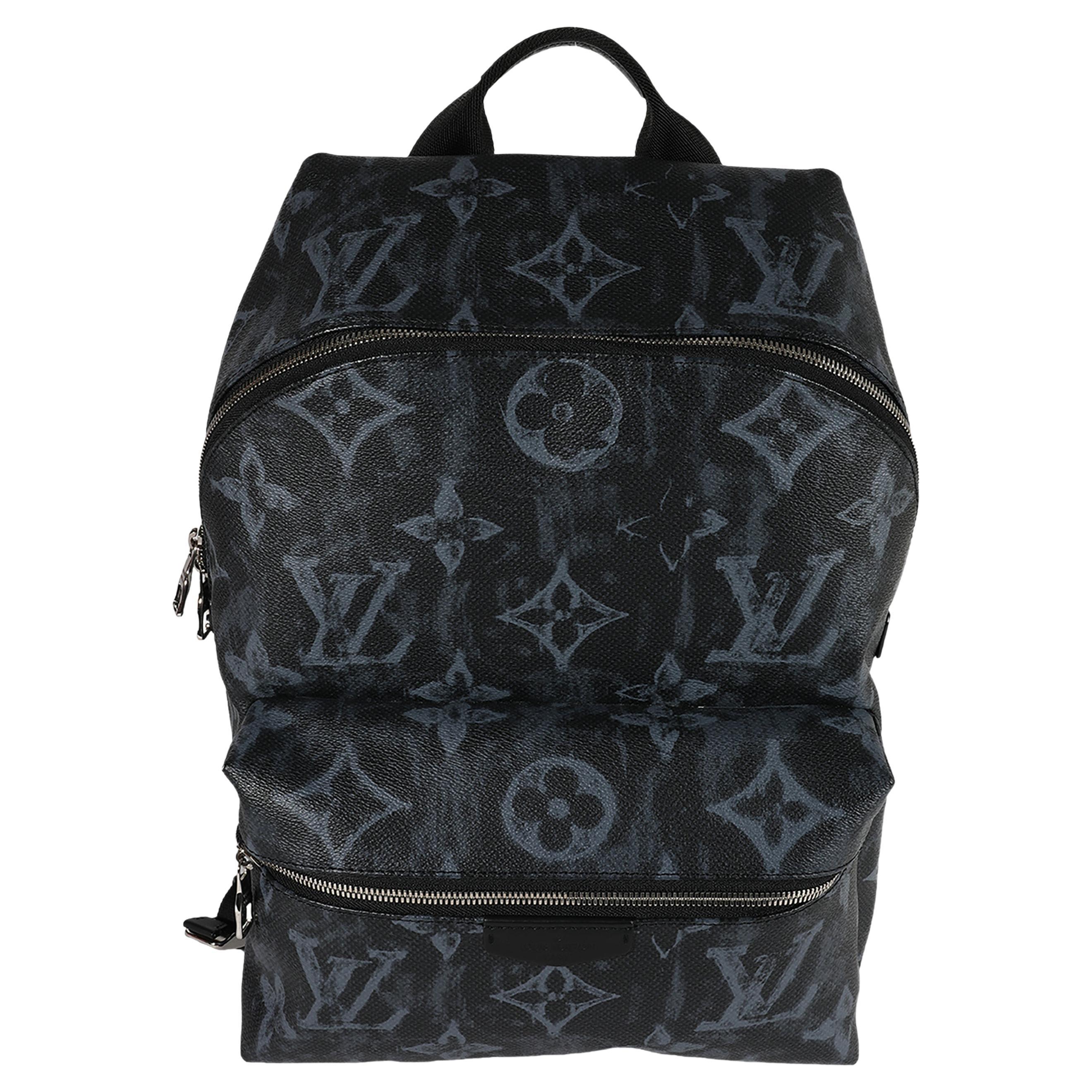 Louis Vuitton Black & Blue Monogram Pastel Discovery Backpack For Sale