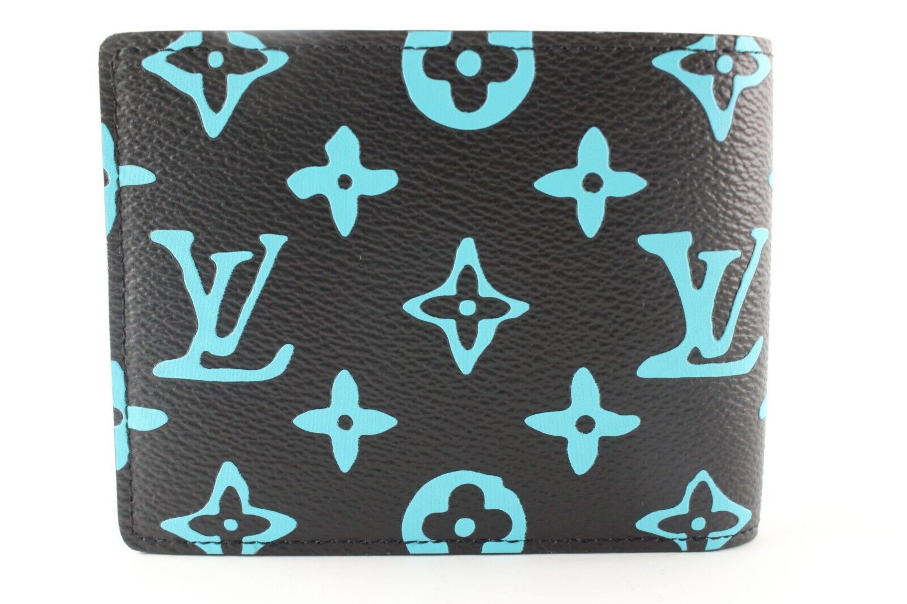 Louis Vuitton Black Blue Monogram Playground Slender Men's Wallet 1LK0228 For Sale 3