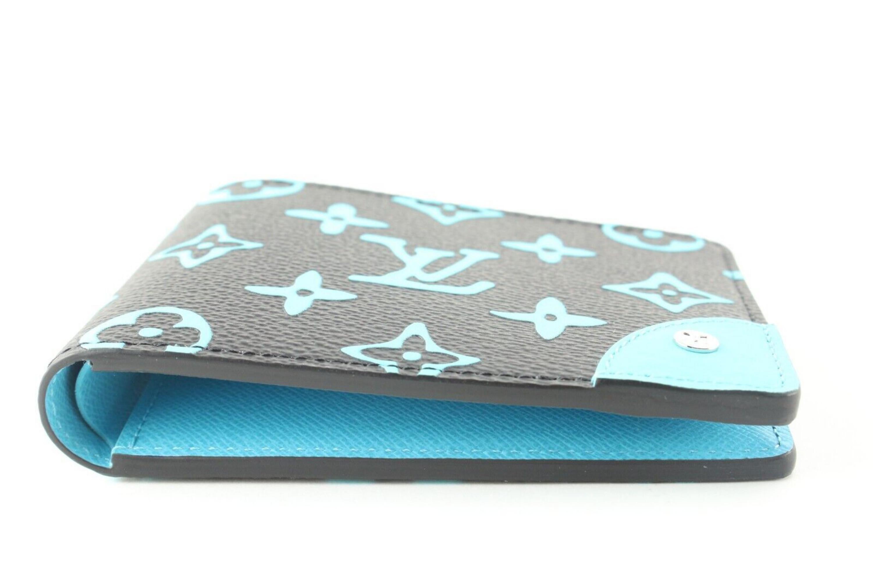 Louis Vuitton Black Blue Monogram Playground Slender Men's Wallet 1LK0228 2