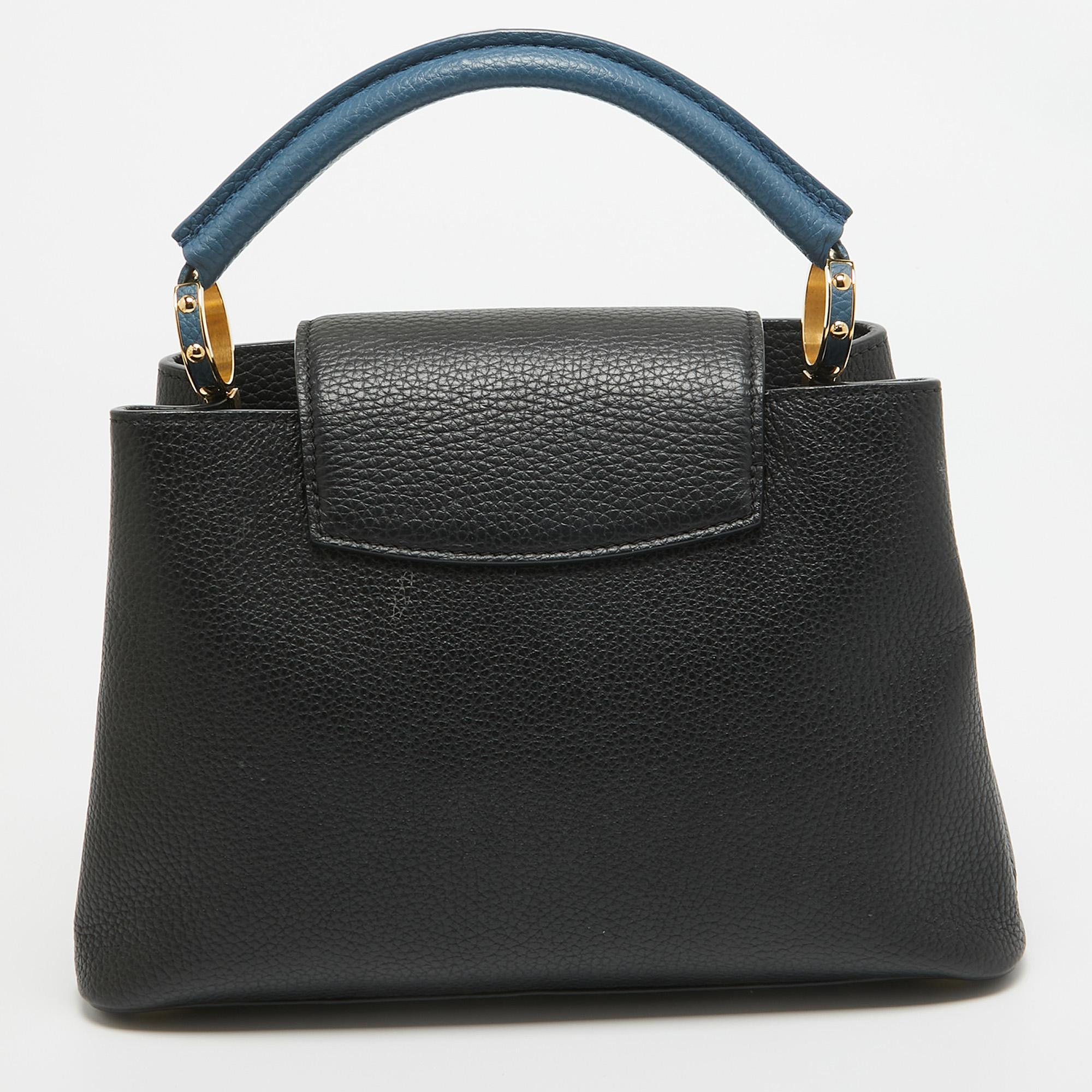 Women's Louis Vuitton Black/Blue Taurillon Leather Capucines BB Bag