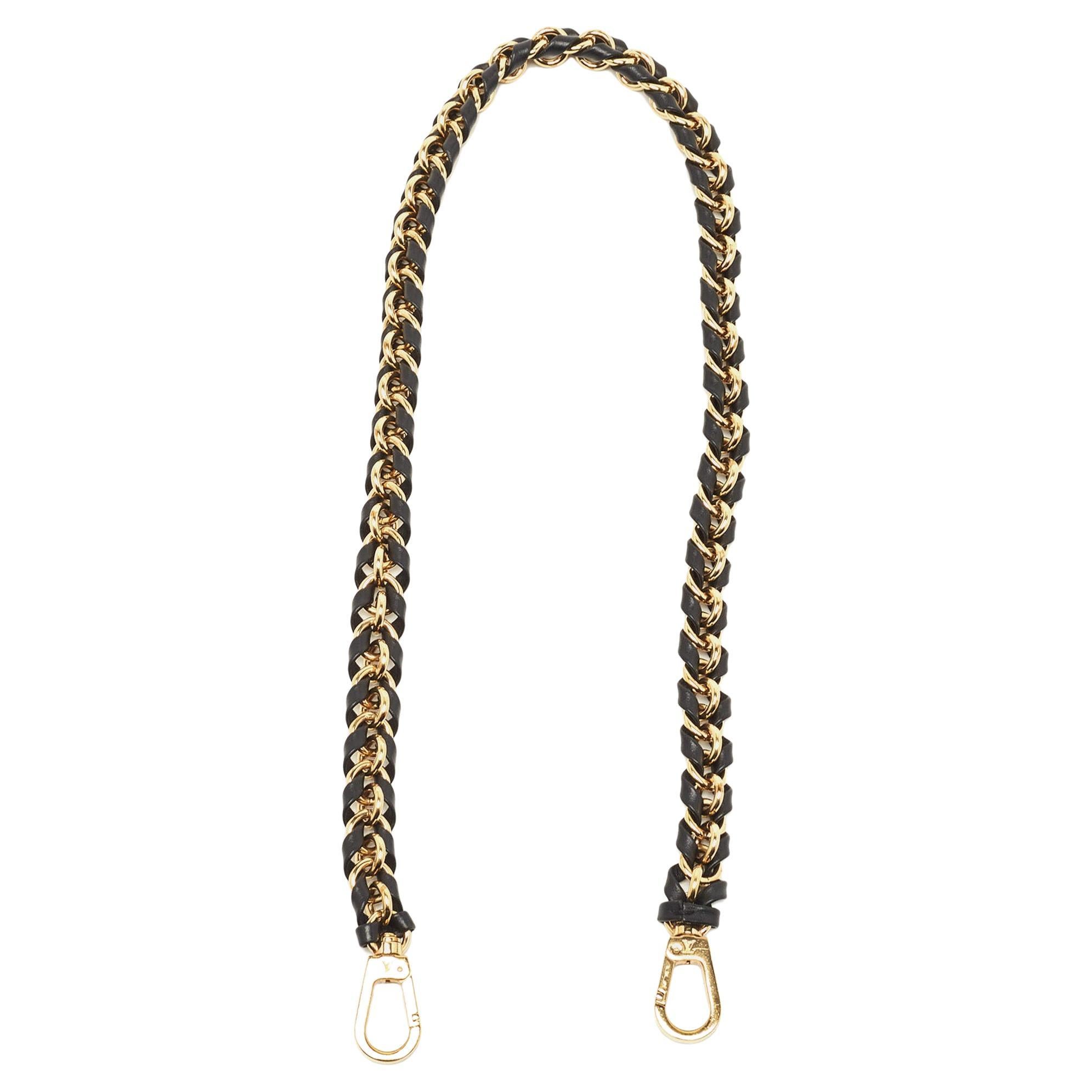 Louis Vuitton Black Braided Leather Chain Shoulder Bag Strap