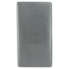 Louis Vuitton Black Brazza Taiga James Bifold Long Flap 5lk1210 Wallet
