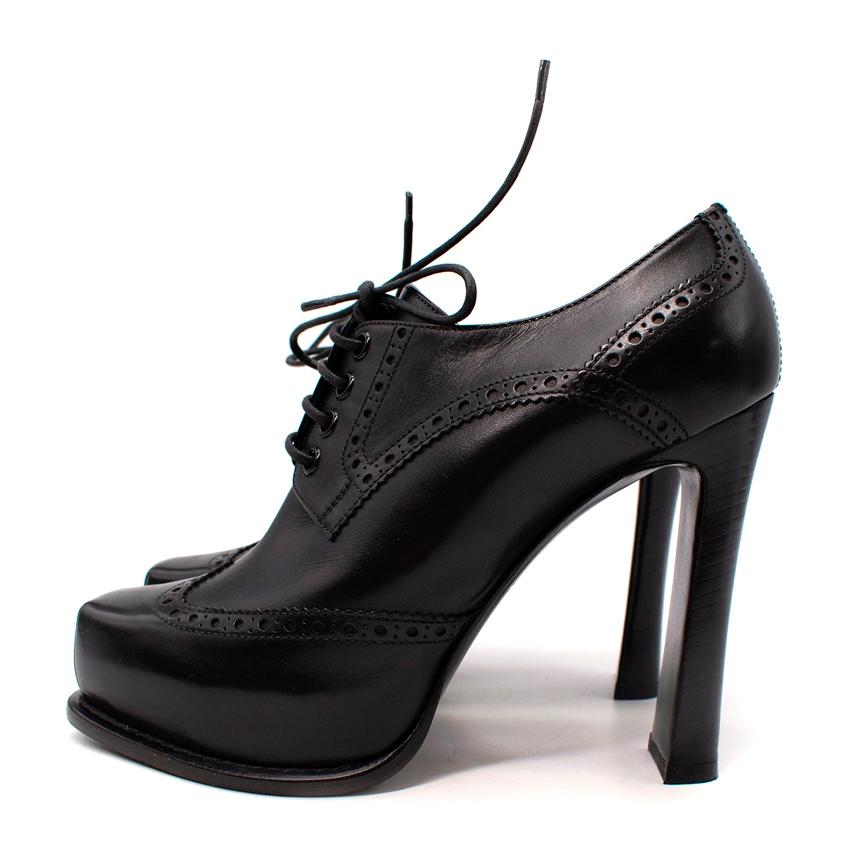 Women's Louis Vuitton Black Brogue Leather Derby Heeled Booties