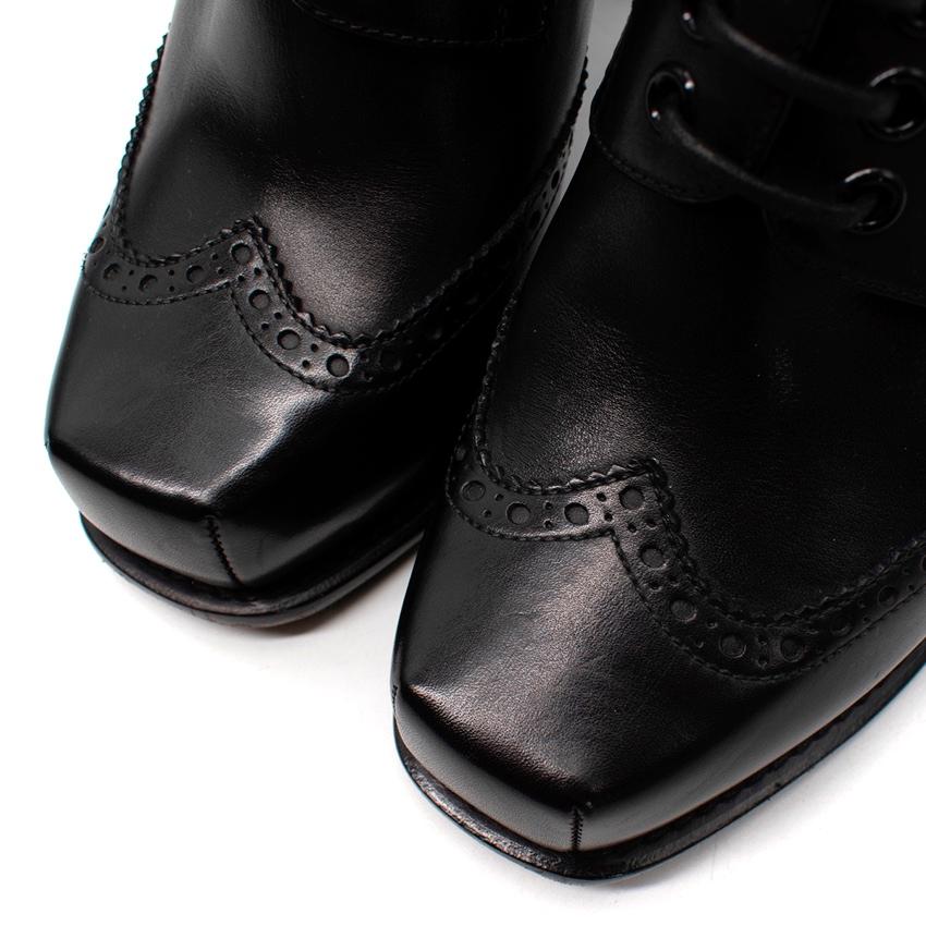 Louis Vuitton Black Brogue Leather Derby Heeled Booties 1