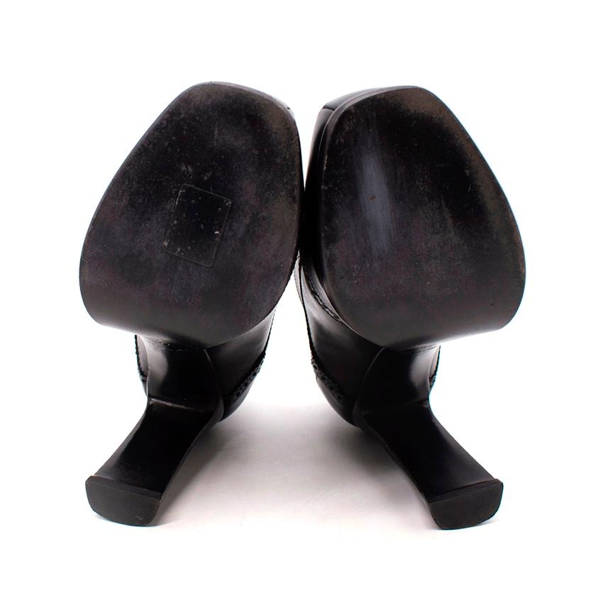 Louis Vuitton Black Brogue Leather Derby Heeled Booties 3