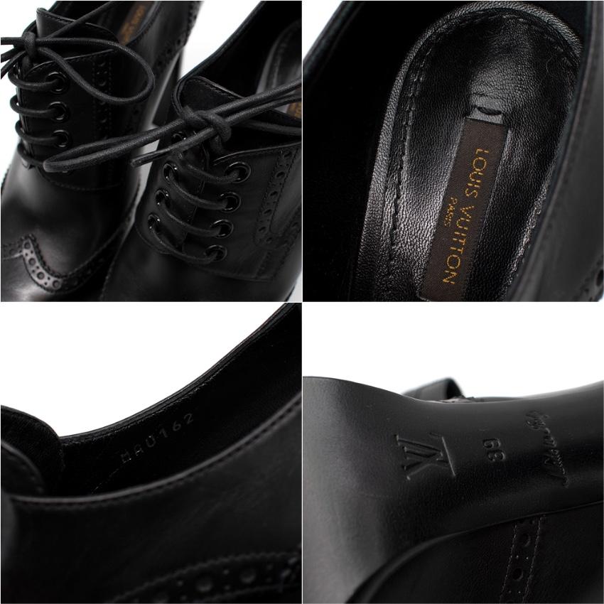 Louis Vuitton Black Brogue Leather Derby Heeled Booties 4