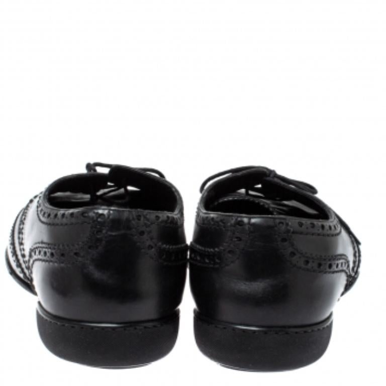 Louis Vuitton Black Brogue Leather Explorer Sneakers Size 43.5 For Sale 3