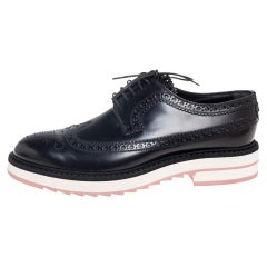 Louis Vuitton Black Brogue Leather Lace Up Derby Size 37.5