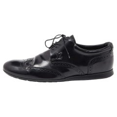 Used Louis Vuitton Black Brogue Leather Lace Up Derby Size 41.5