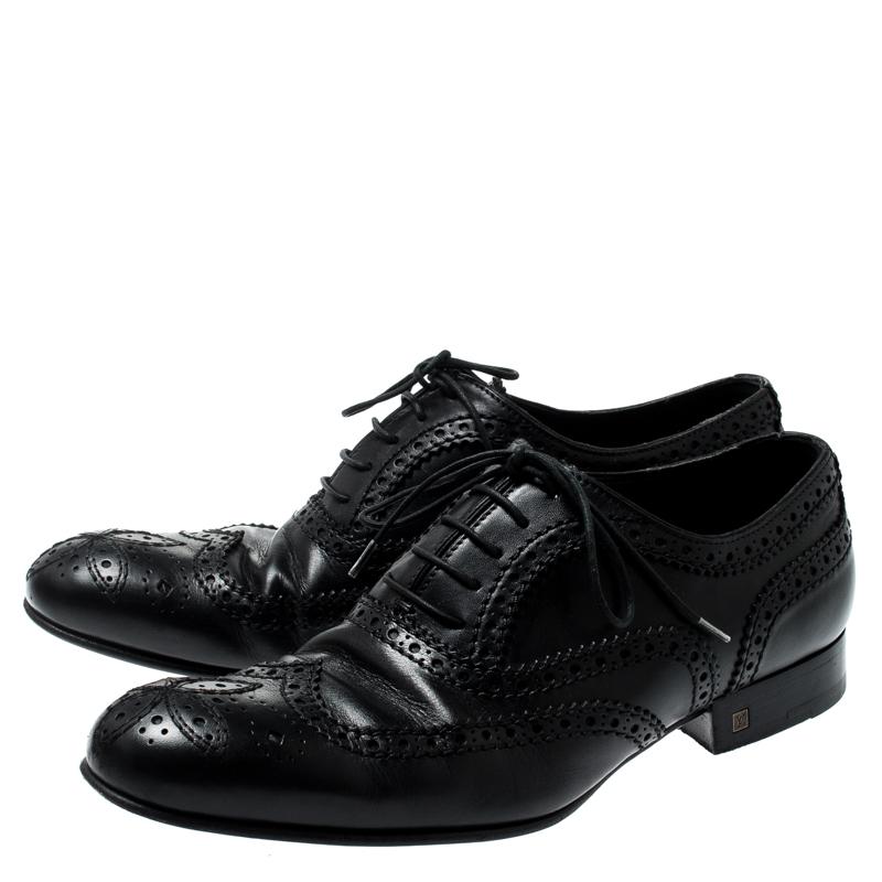 Men's Louis Vuitton Black Brogue Leather Lace Up Oxfords Size 41