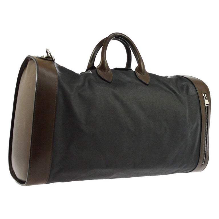 Louis Vuitton Black Brown Canvas Leather Top Handle Men&#39;s Travel Duffle Bag For Sale at 1stdibs